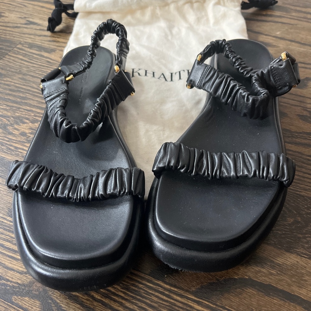 Khaite Puglia Black Leather Sandals - size 38